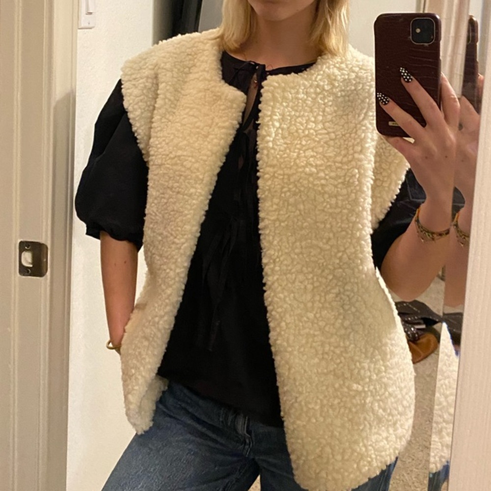 Women's Cream Shearling Vest